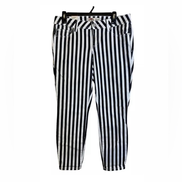 l.e.i black and white stripe low rise Ashley jeans Juniors 11 regular - Picture 1 of 7